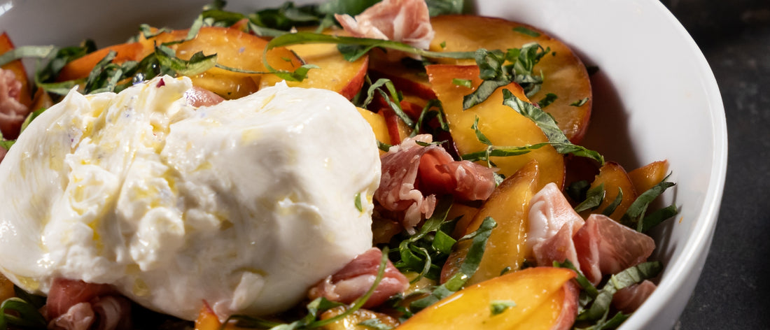 Peach & Basil Salad with Fresh Burrata