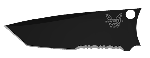 Black Coated 537 Custom Blade - Serrated Edge Side View | Benchmade Knife Co.