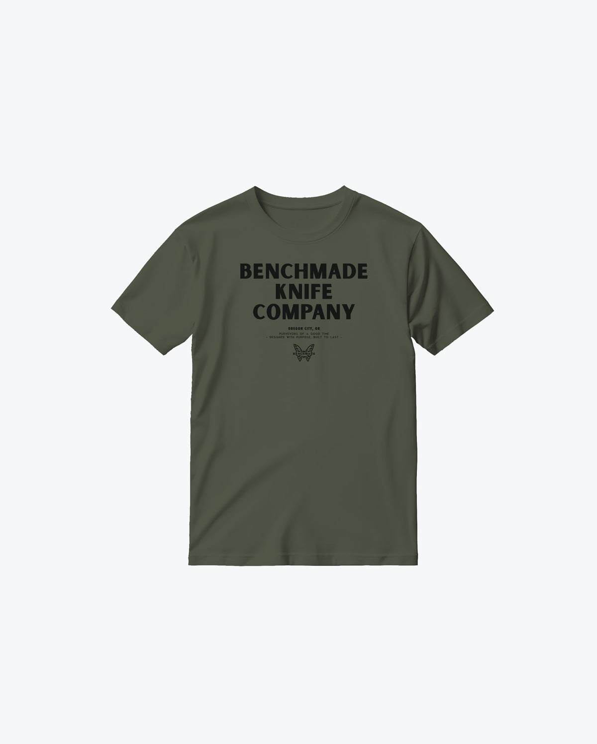 Olive Green BKC Basic Tee - Full Front View | Benchmade Knife Co.