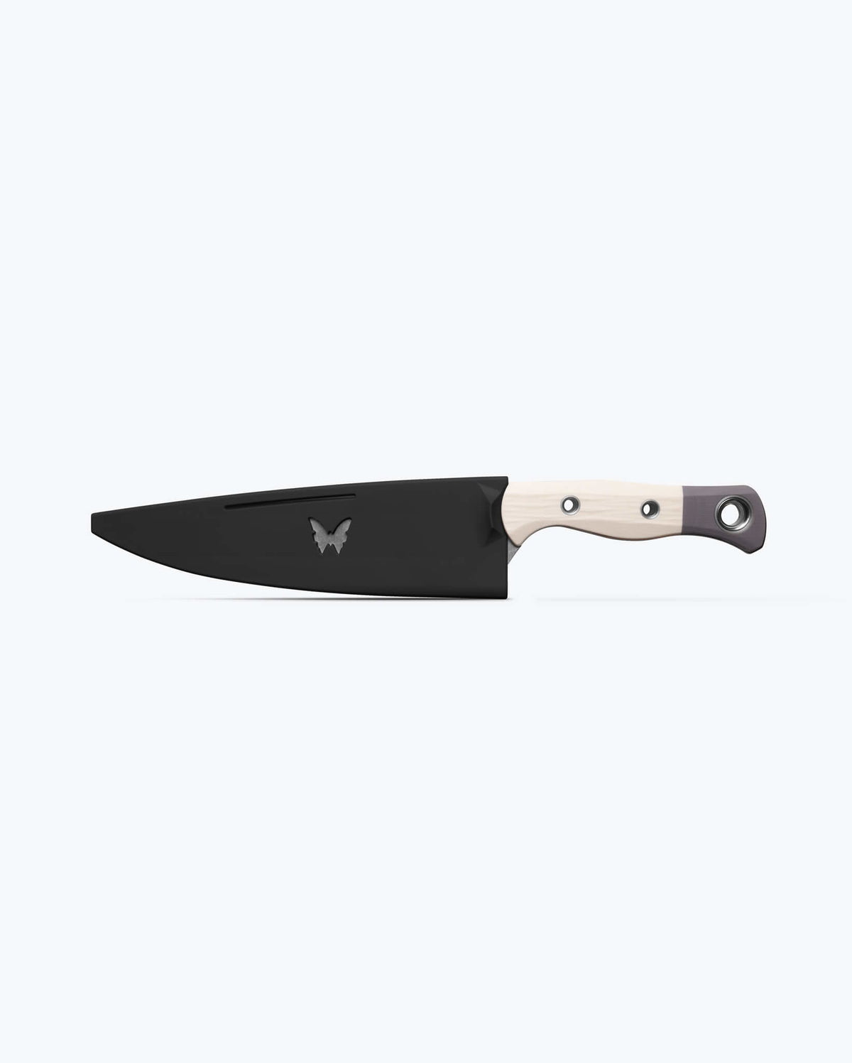 Custom 8" Chef Knife with Black Boltaron Blade Guard - Front View | Benchmade Knife Co.