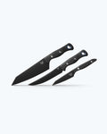 Black Tactical Style Custom 3 Piece Knife Set - Angled Display | Benchmade Knife Co.