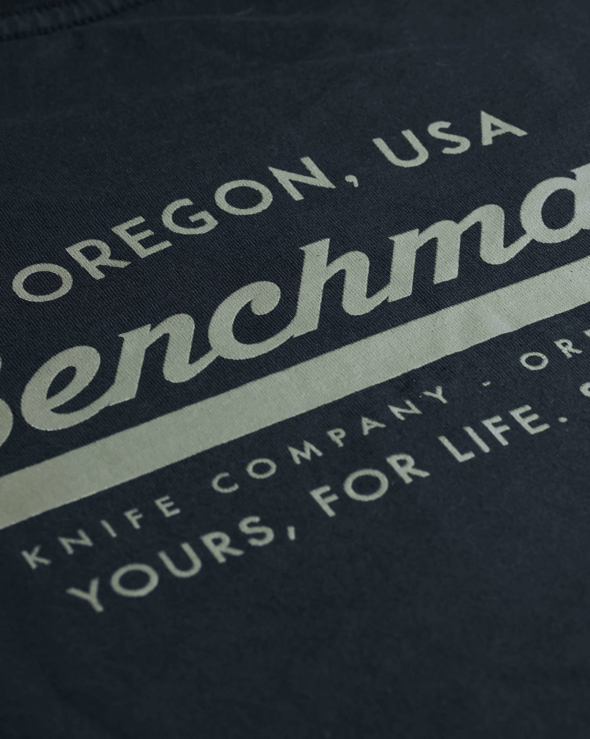 BKC Classic Script Tee - Back Print Detail Oregon USA | Benchmade Knife Co.