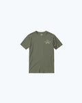 Olive Green Meatcrafter SS Mens Tee - Front View Flat Lay with Chest Logo | Benchmade Knife Co.