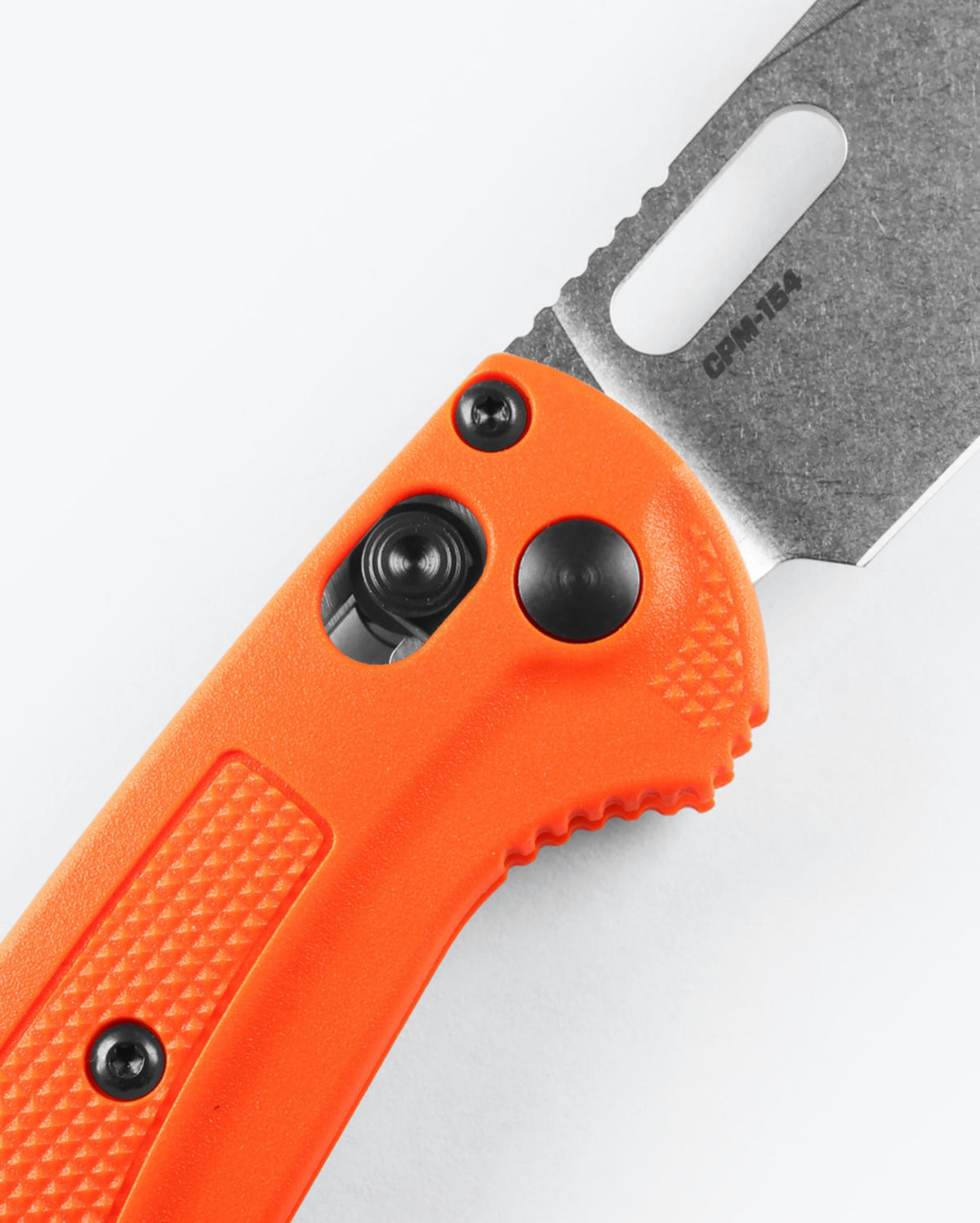 Orange Mini Taggedout® AXIS Lock Mechanism Close-Up - Benchmade Knife Co.