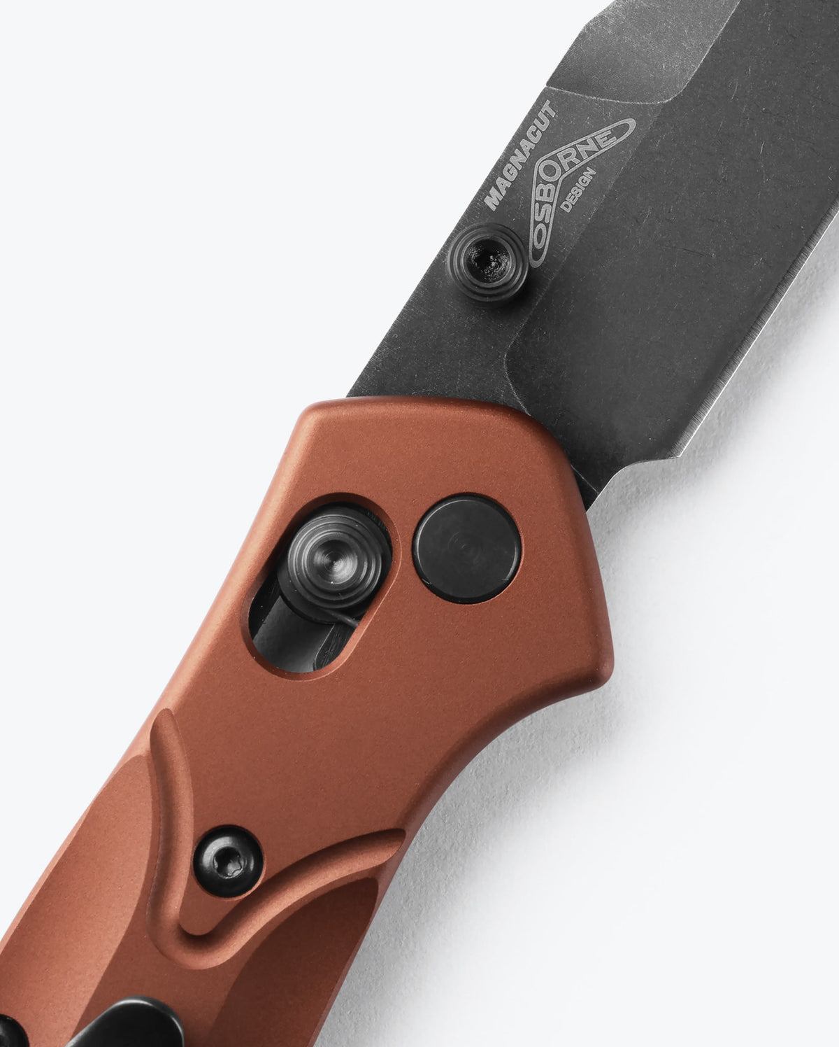 Mini Osborne | Burnt Copper Aluminum - AXIS Lock Mechanism Close-Up | Benchmade Knife Co.