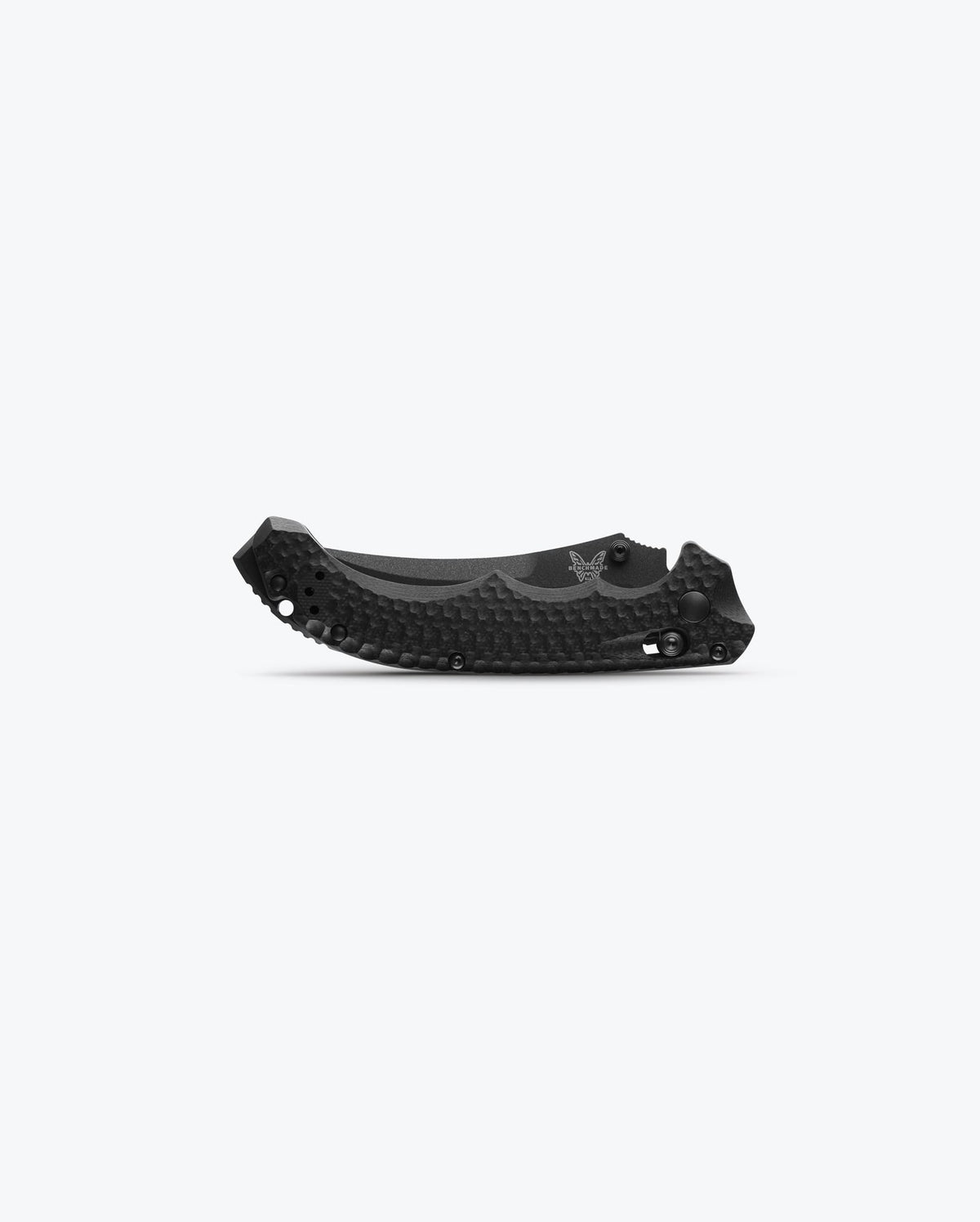 Benchmade Mini Bedlam Black Scimitar - Closed Tactical Knife Front View | Benchmade Knife Co.