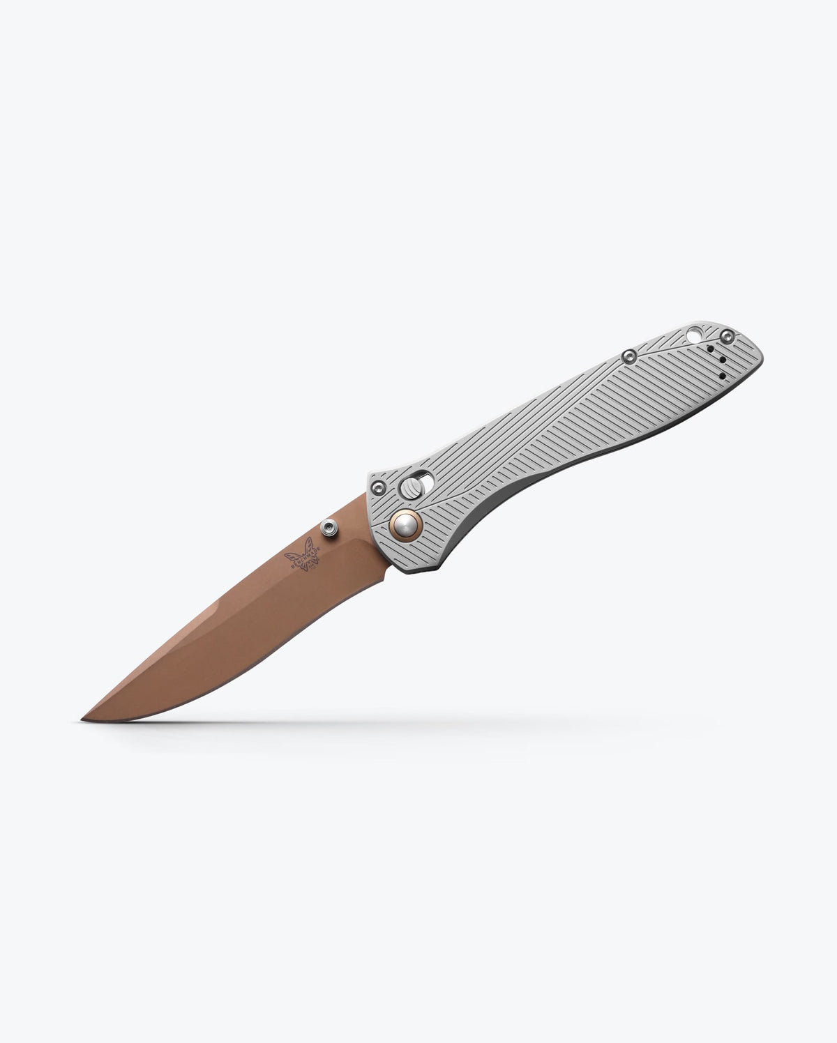 Benchmade SEVEN | TEN® Gray Aluminum Recurve - Open Side Angle | Benchmade Knife Co.