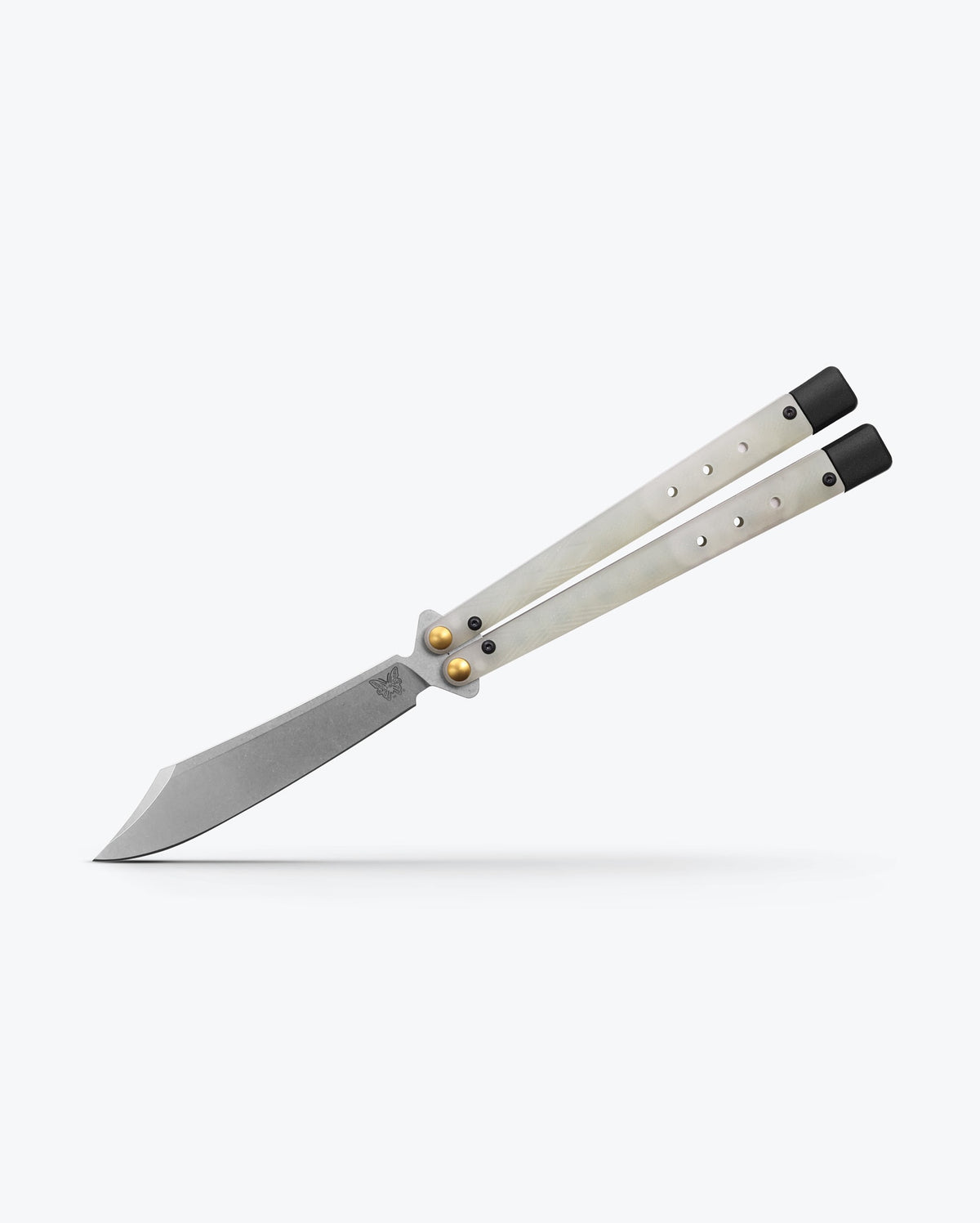 Benchmade Necron™ Jade G10 Balisong - Side Angle Open | Benchmade Knife Co.