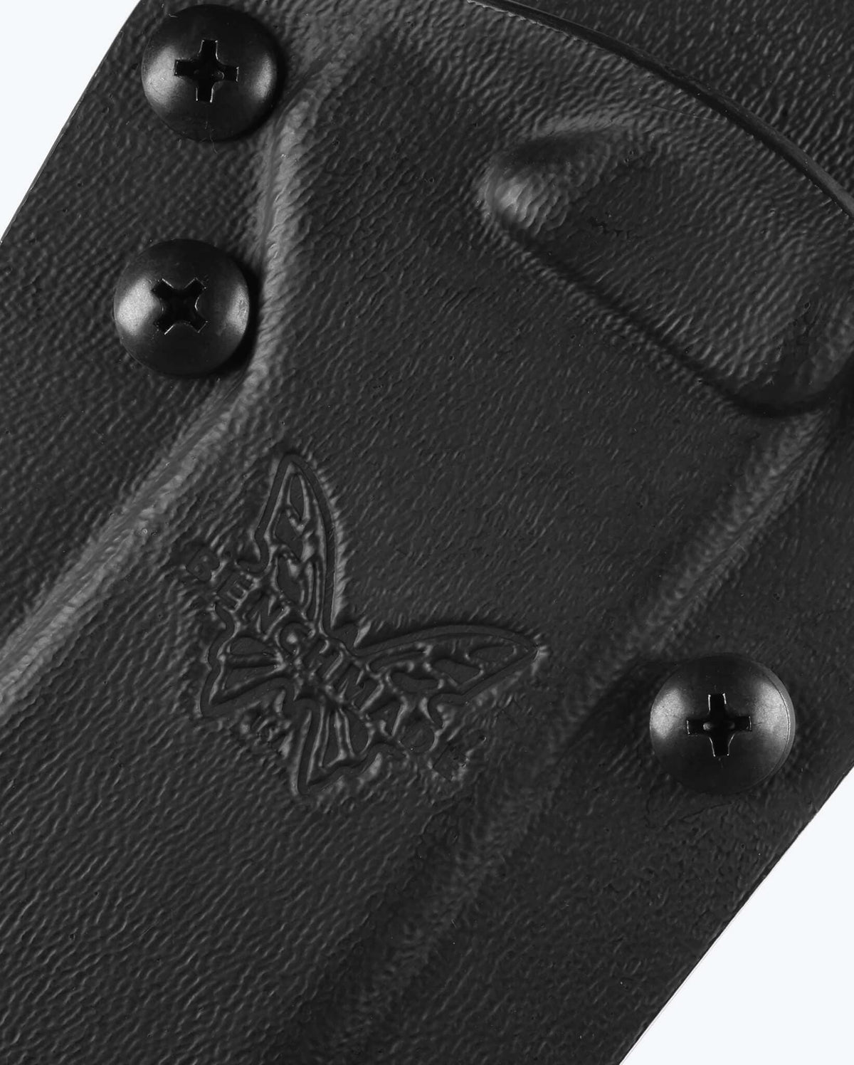 Black Boltaron Sheath | 539 Anonimus - Close Up Detail of Butterfly Logo | Benchmade Knife Co.