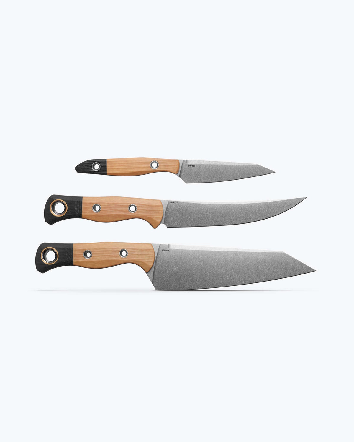3 Piece Set Maple Valley Richlite Kitchen Knives - Side Profile View | Benchmade Knife Co.