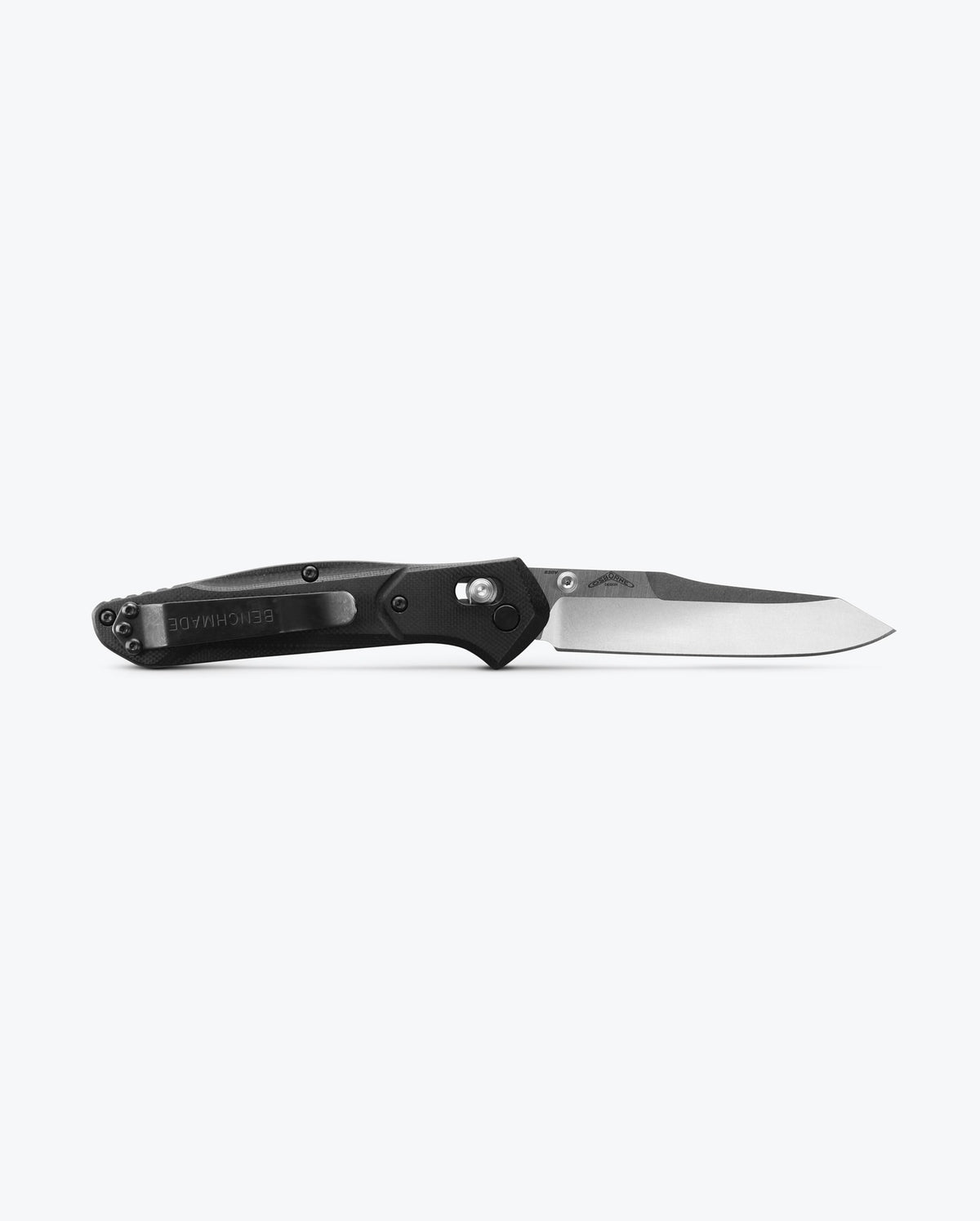 Benchmade 940-2 Osborne Black G10 Knife - Back View Open with Brand Marking | Benchmade Knife Co.