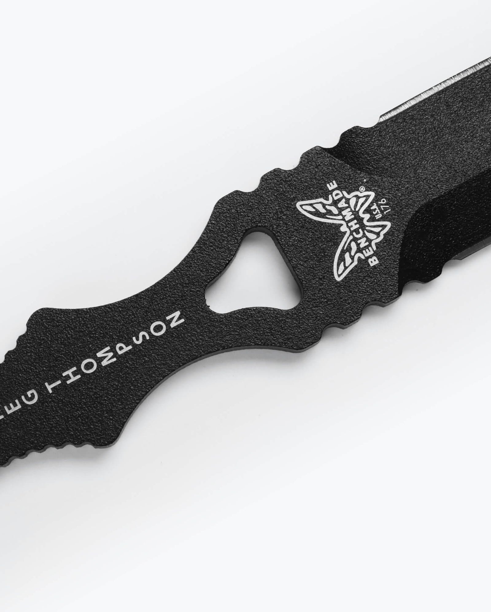 Benchmade SOCP® Dagger Black handle finger loop detail - Close-Up | Benchmade Knife Co.
