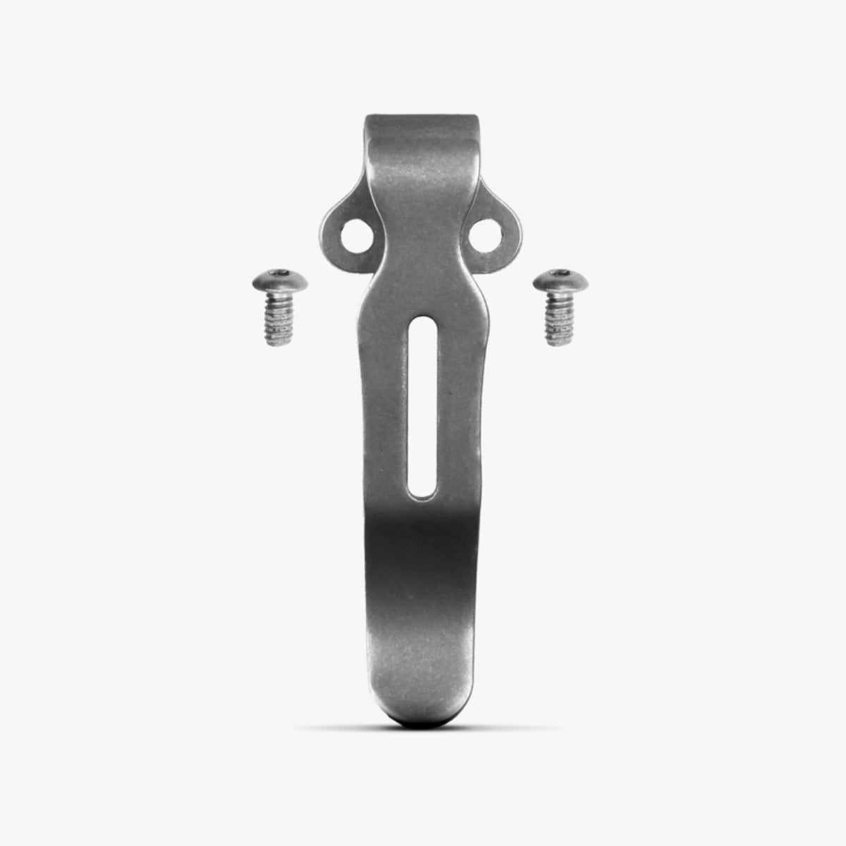 Silver Mini Split Deep Carry Clip with Screws - Front View | Benchmade Knife Co.