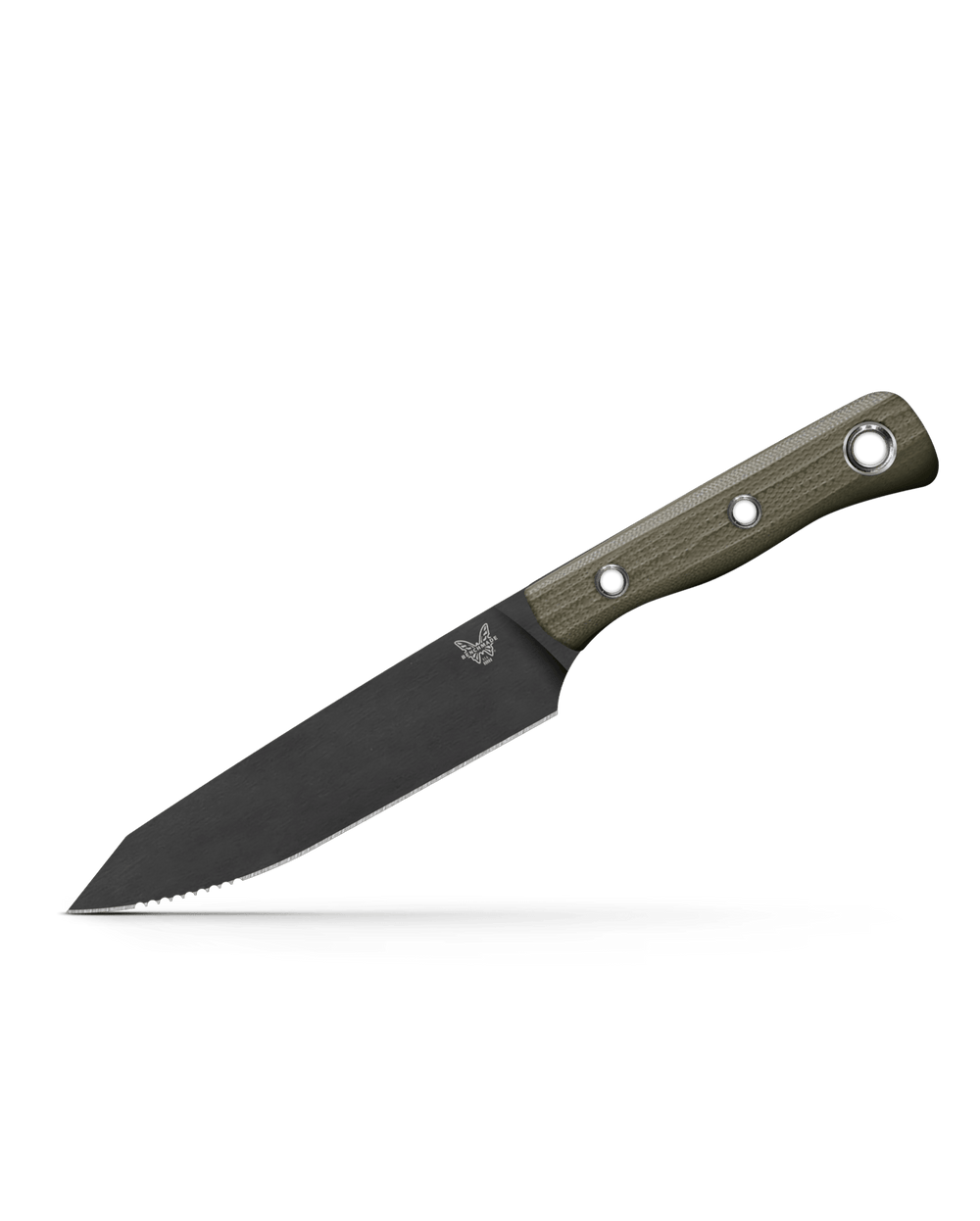 Custom Single Table Knife with Serrated Blade - Angled Tip Down | Benchmade Knife Co.