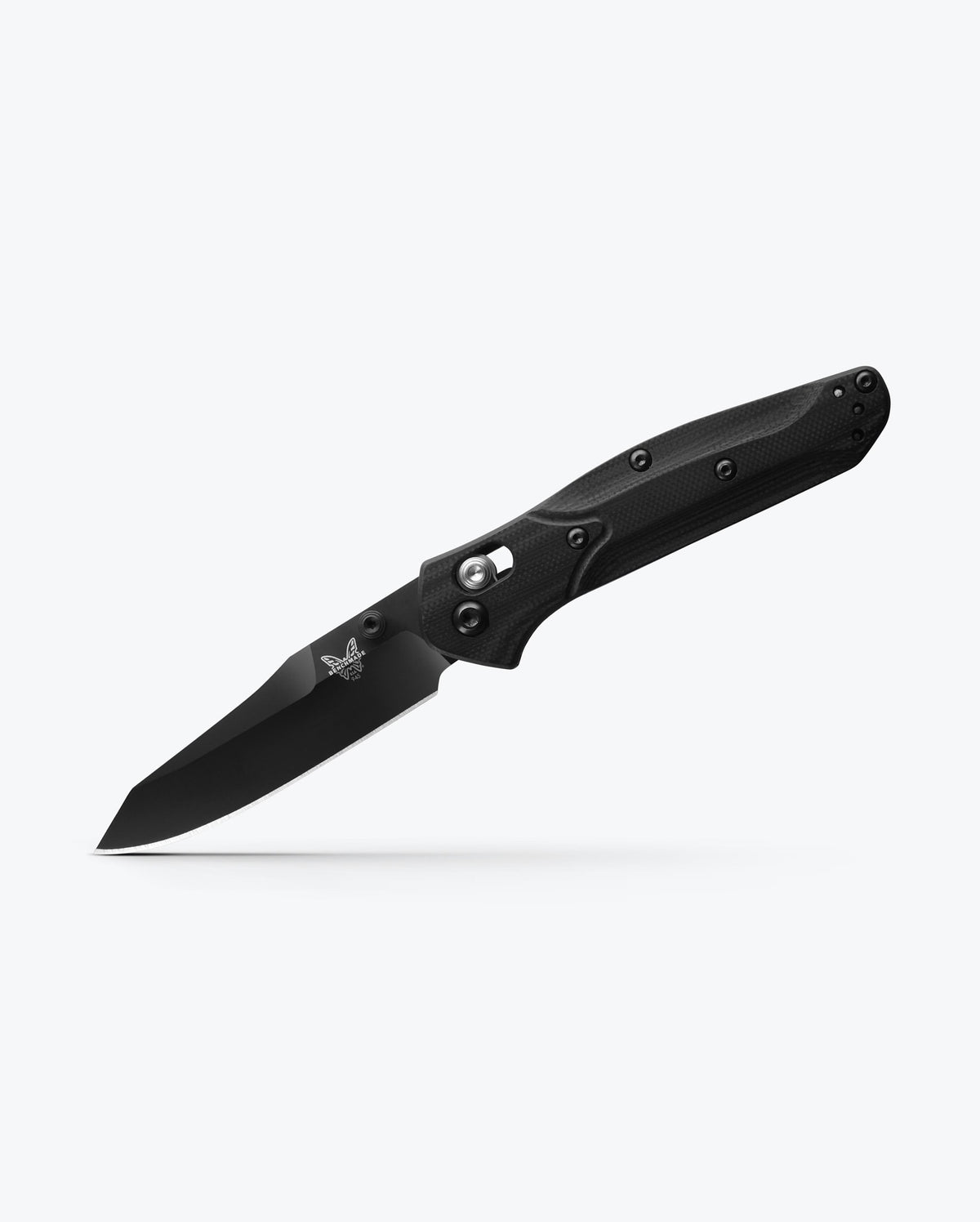 Benchmade Mini Osborne Black & Blue G10 - Angled Side View | Benchmade Knife Co.