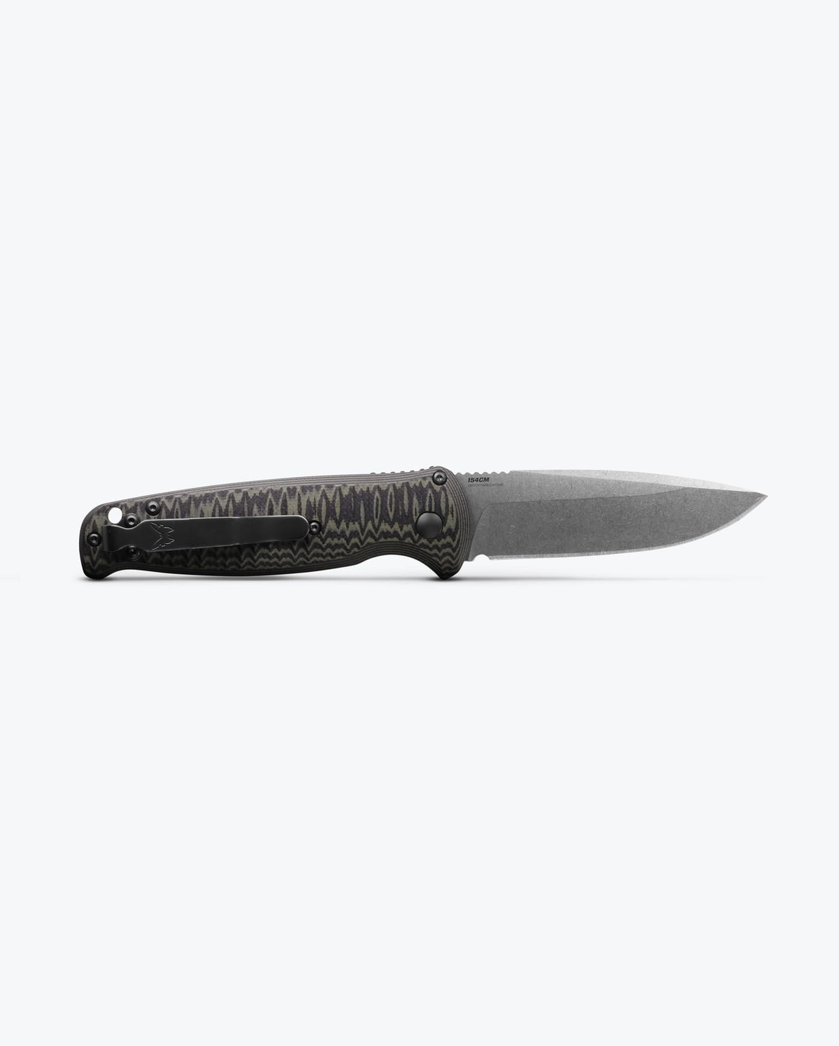 CLA Green & Black G10 knife back view, opened automatic - Benchmade Knife Co.