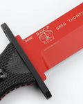 Red 440C Steel SOCP® Trainer Blade - Close-up Detail | Benchmade Knife Co.
