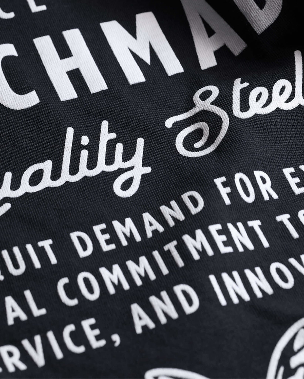 Quality Steel Basic Tee - Back Text Print Detail | Benchmade Knife Co.