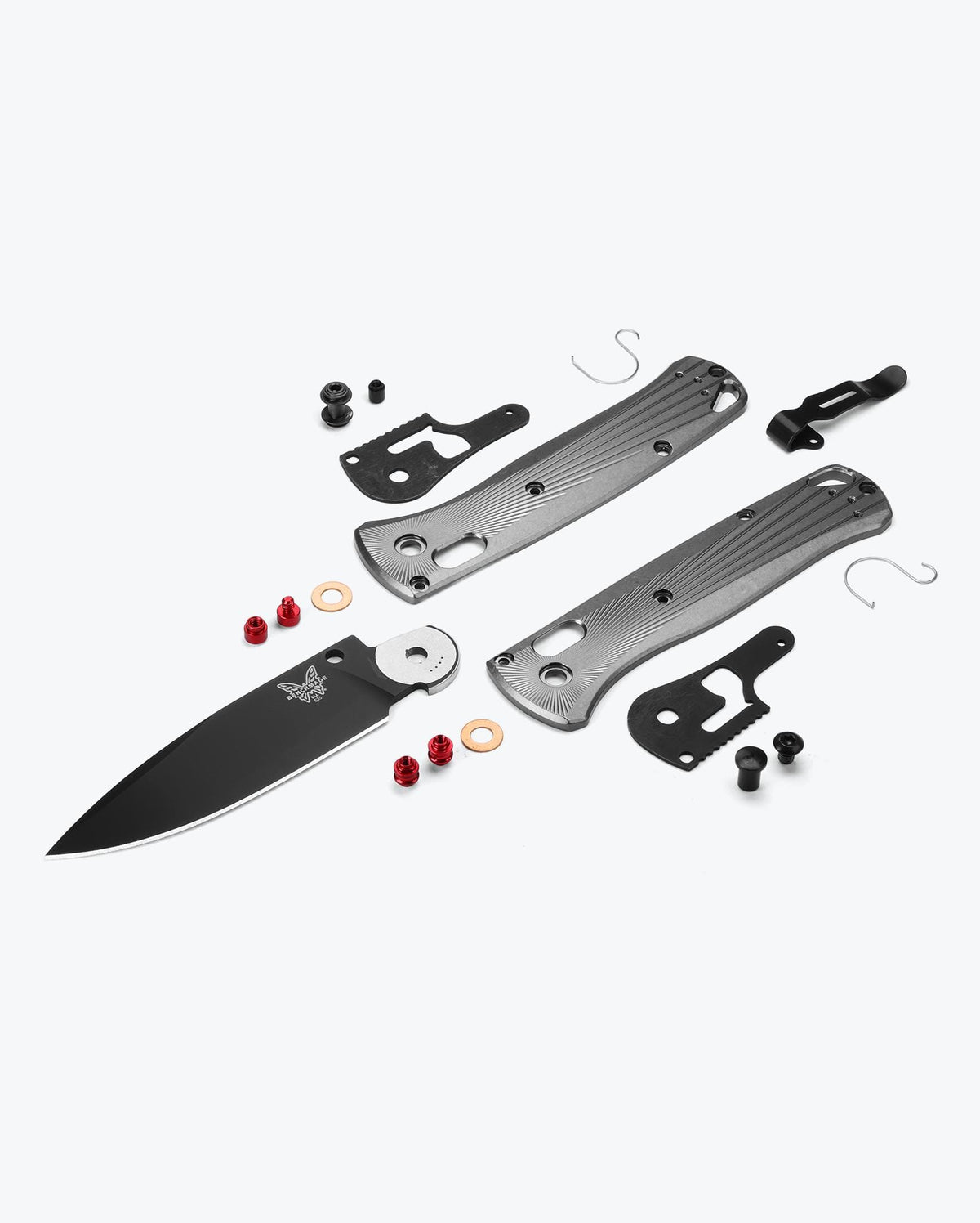 Bugout® Gray Aluminum knife complete exploded parts view - Benchmade Knife Co.