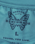 Depth Blue Butterfly Tech Tee - Zoomed Butterfly Wing Logo Graphic on Teal Tech Fabric | Benchmade Knife Co.