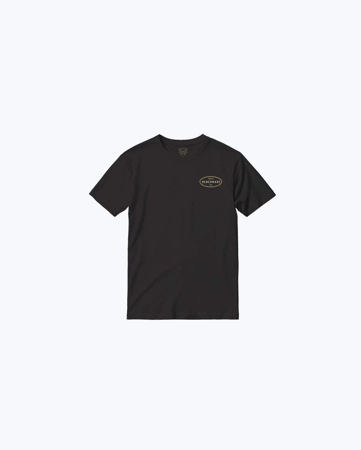 Black Knots SS Tee - Front view flat lay with oval chest logo | Benchmade Knife Co.