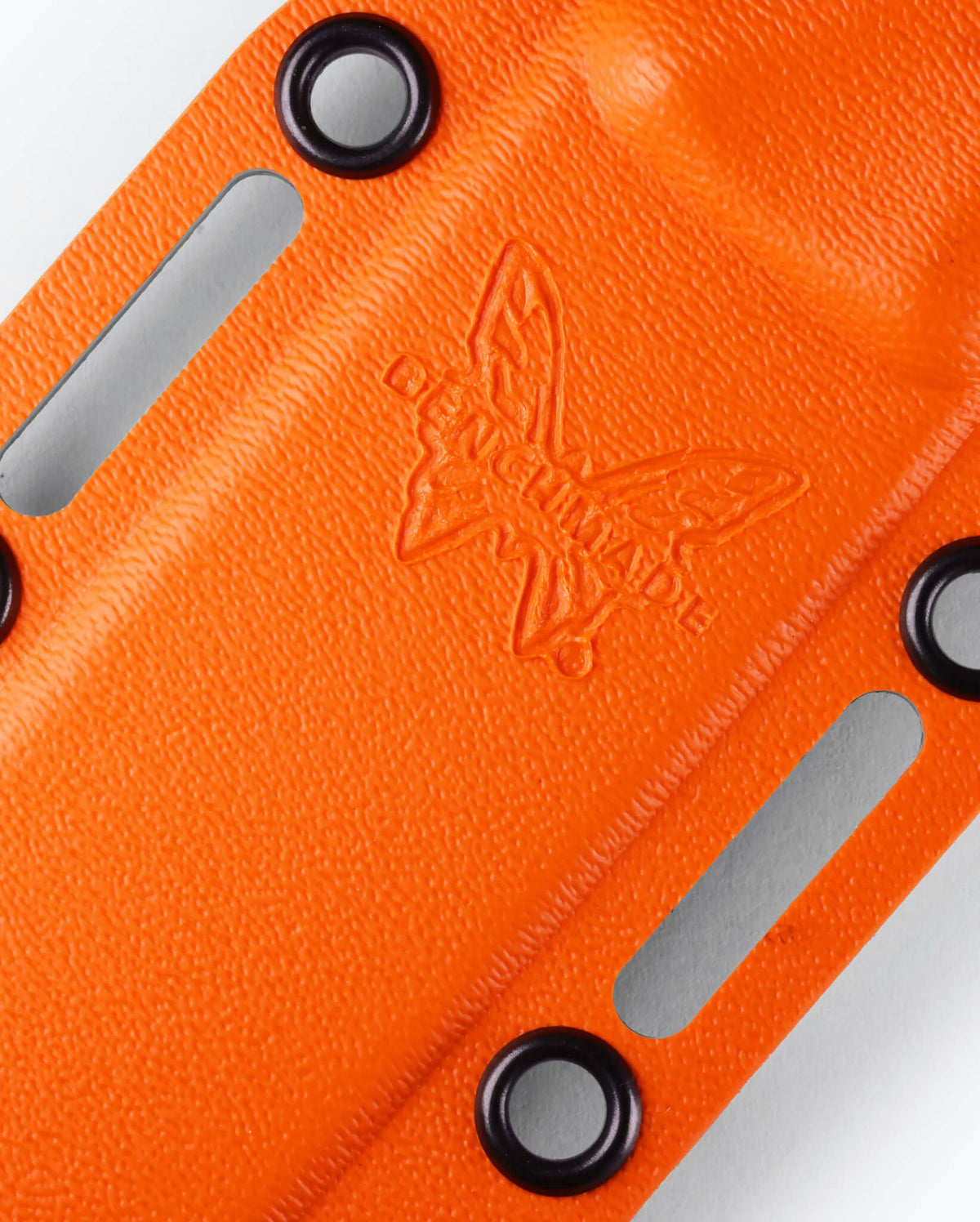 Orange Boltaron Sheath Logo Detail - Close Up | Benchmade Knife Co.