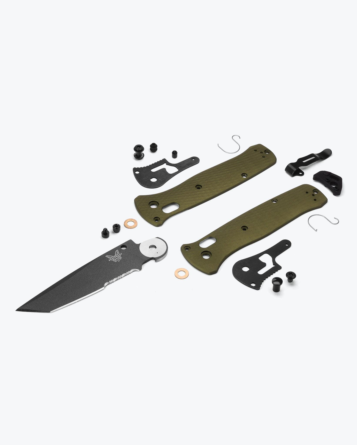 Benchmade Bailout® Woodland Green Aluminum Components - Exploded Parts View | Benchmade Knife Co.
