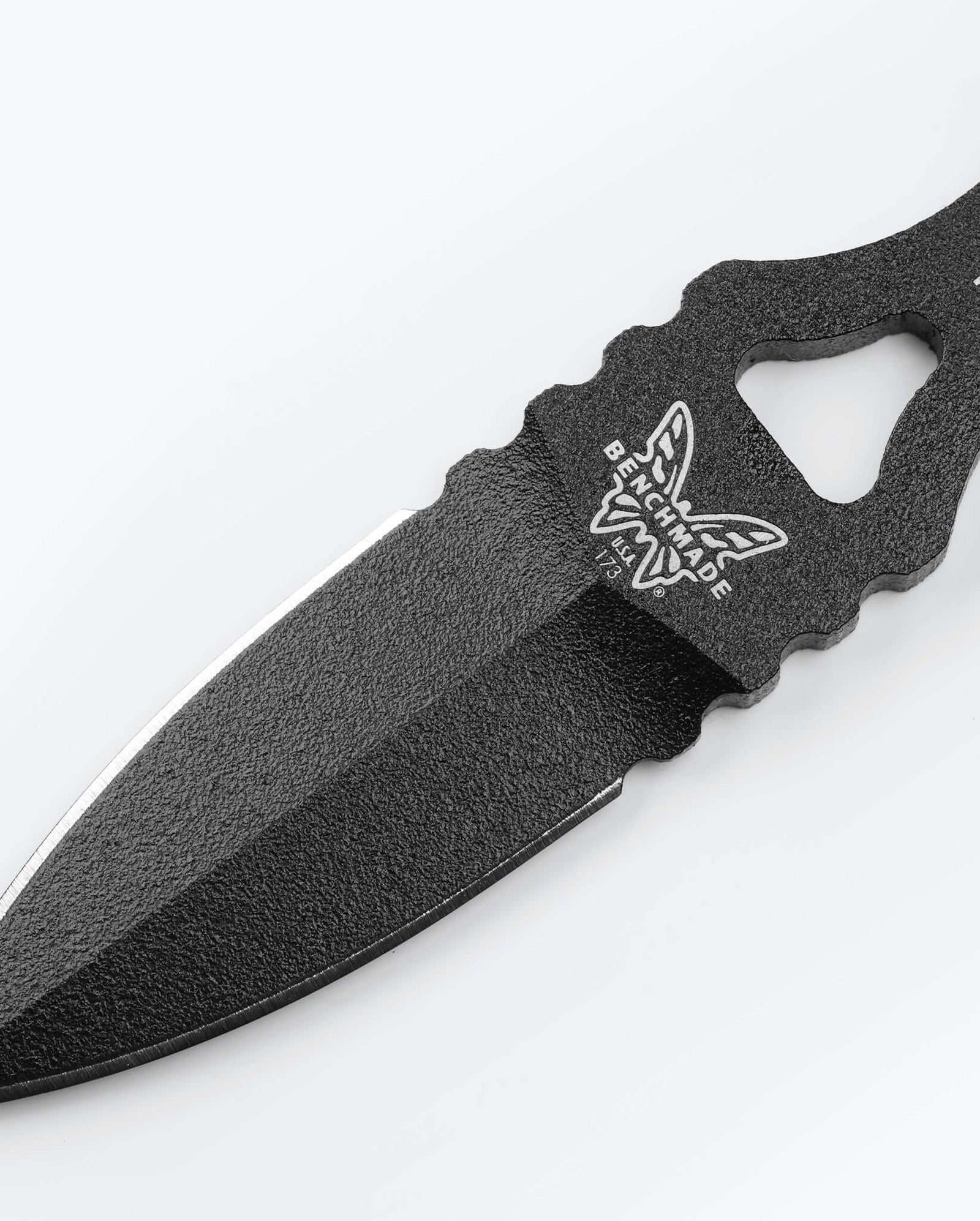 Black Mini SOCP® Dagger - Close-up Blade Detail | Benchmade Knife Co.