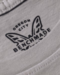 Gray Cotton Tee - Interior Neck Label Detail Oregon City Benchmade Butterfly Logo | Benchmade Knife Co.