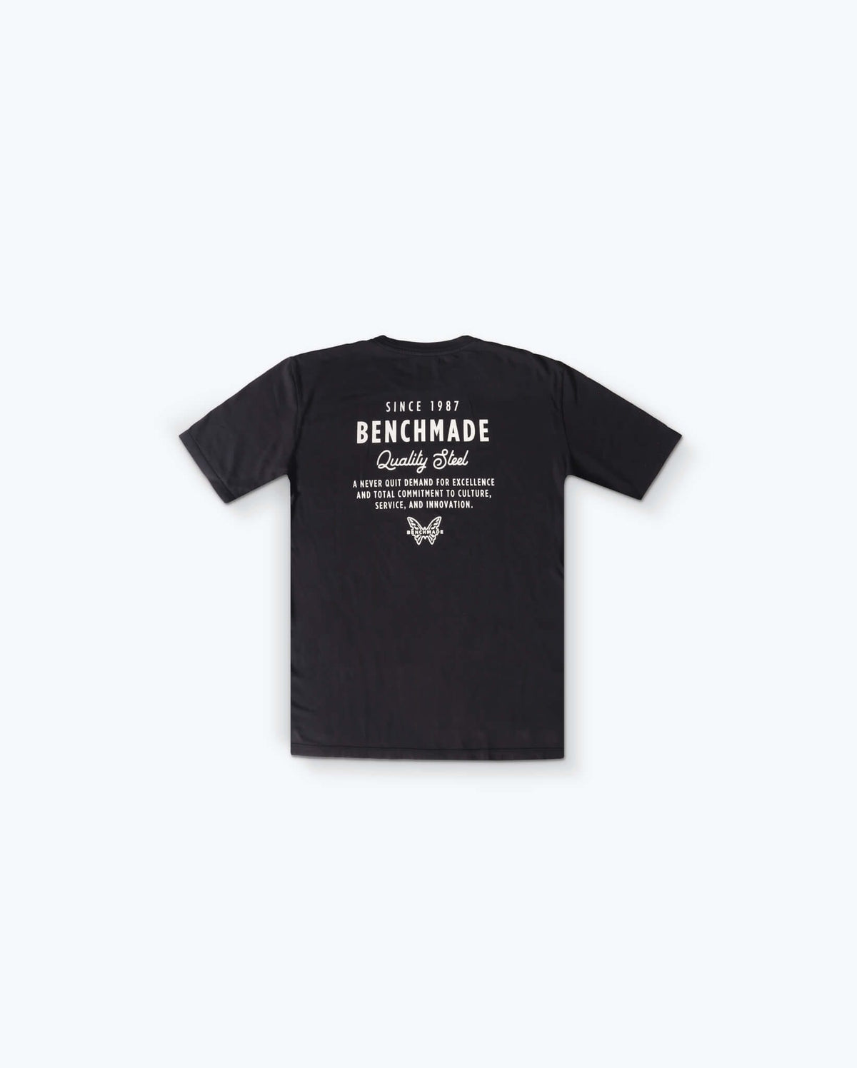 Black Quality Steel Basic Tee - Back View with Full Logo | Benchmade Knife Co.