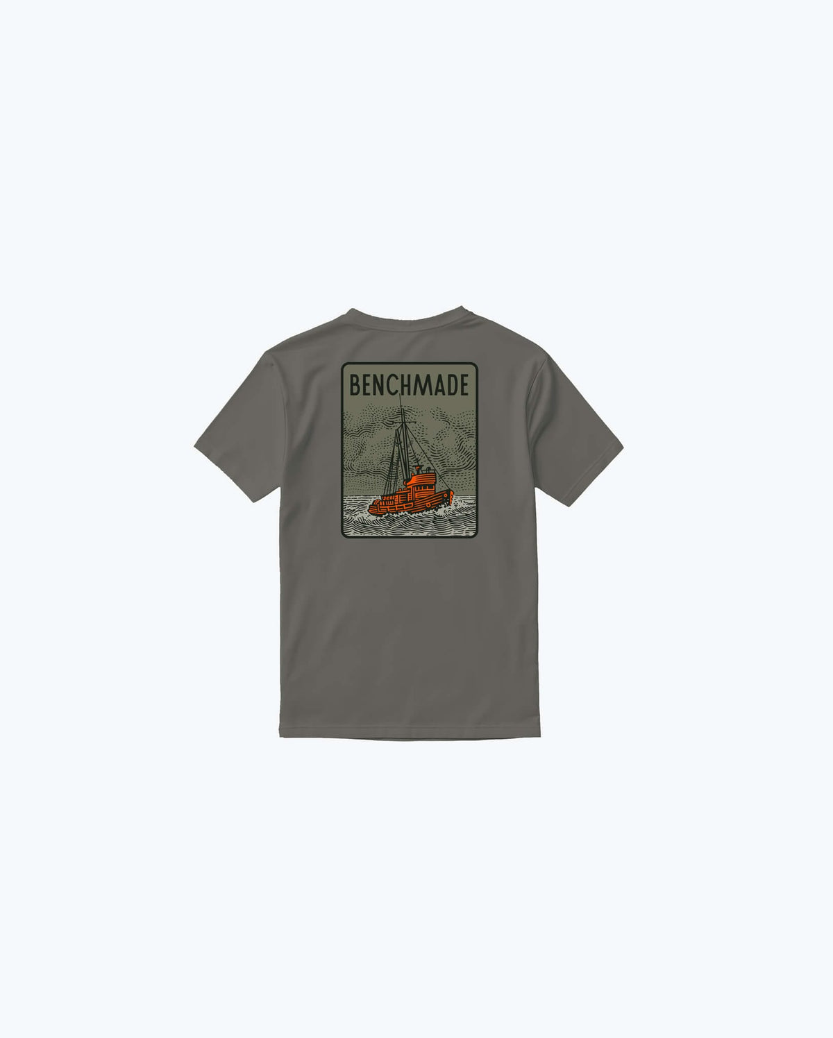 Asphalt Trawler SS Tee - Back View, Benchmade Trawler Graphic on Rough Seas | Benchmade Knife Co.