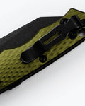 Full Immunity™ Woodland Green Aluminum Wharncliffe - Close Up Pocket Clip Detail | Benchmade Knife Co.