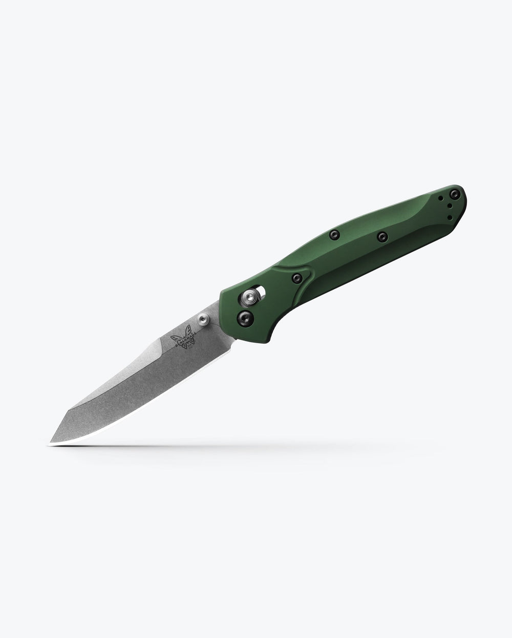 Benchmade Osborne 940 Green Aluminum Folding Knife - Open Side Angle | Benchmade Knife Co.