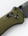 Benchmade Bailout® Woodland Green Aluminum Handle - Close-Up AXIS Lock Detail | Benchmade Knife Co.