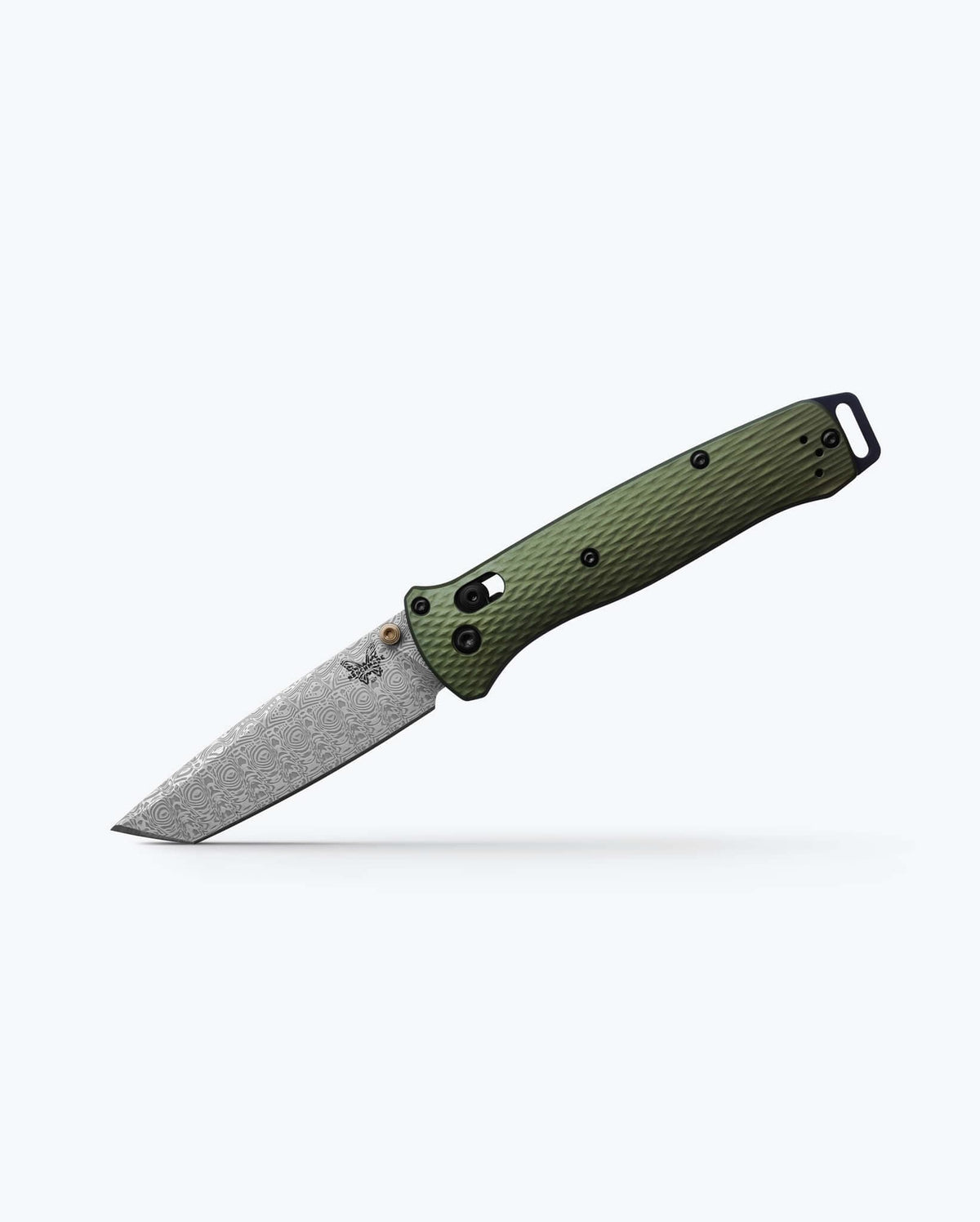 Custom Bailout® - Open Damascus Blade Angled View | Benchmade Knife Co.