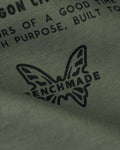 BKC Basic Tee - Close-up Butterfly Logo and Slogan Print Detail | Benchmade Knife Co.