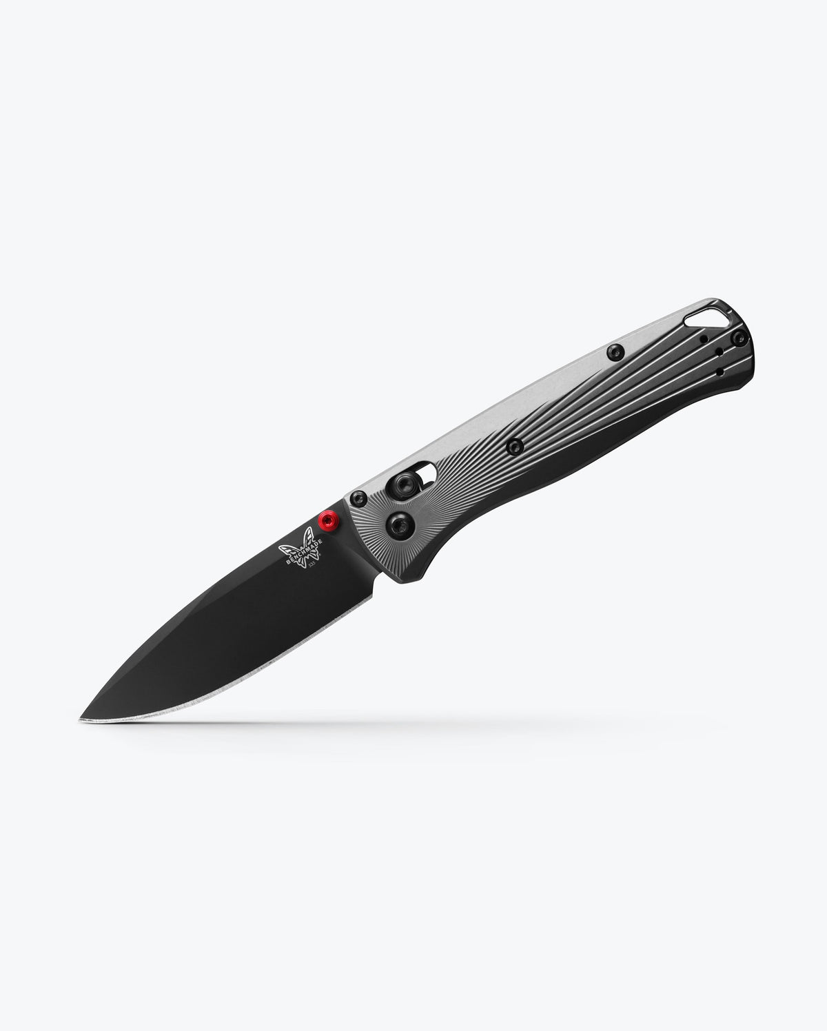 Bugout® Gray Aluminum knife with sunburst milling angled view - Benchmade Knife Co.