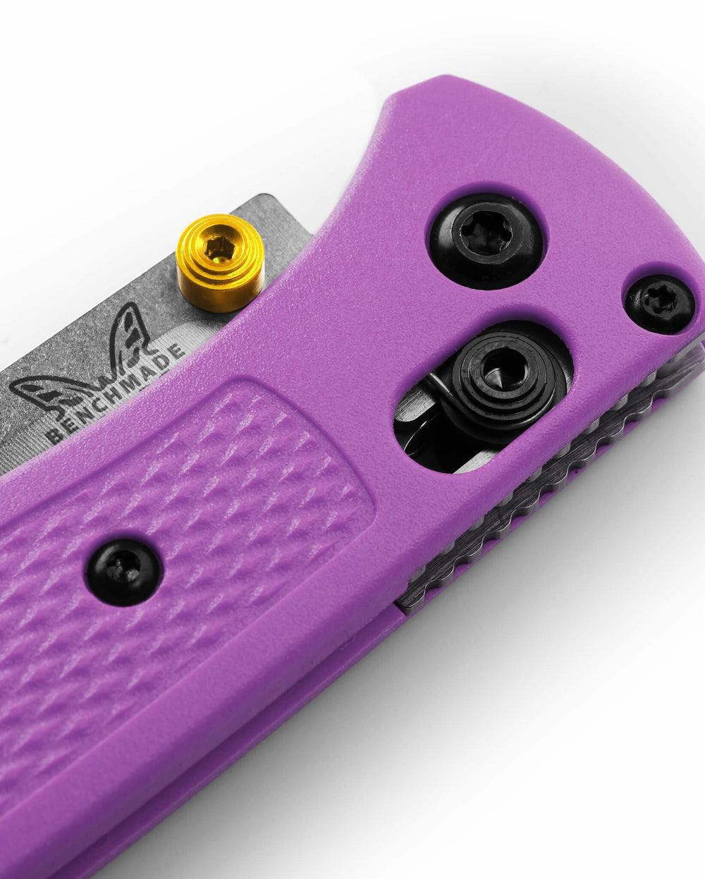 Purple Custom Mini Bugout® - AXIS Lock Close-Up Detail | Benchmade Knife Co.