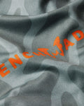 Camo Men's Sun Hoodie Fabric Detail - Orange Benchmade Logo on Stretch Knit | Benchmade Knife Co.
