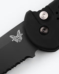 AFO II Black Aluminum Push-Button Detail - Close-Up View | Benchmade Knife Co.