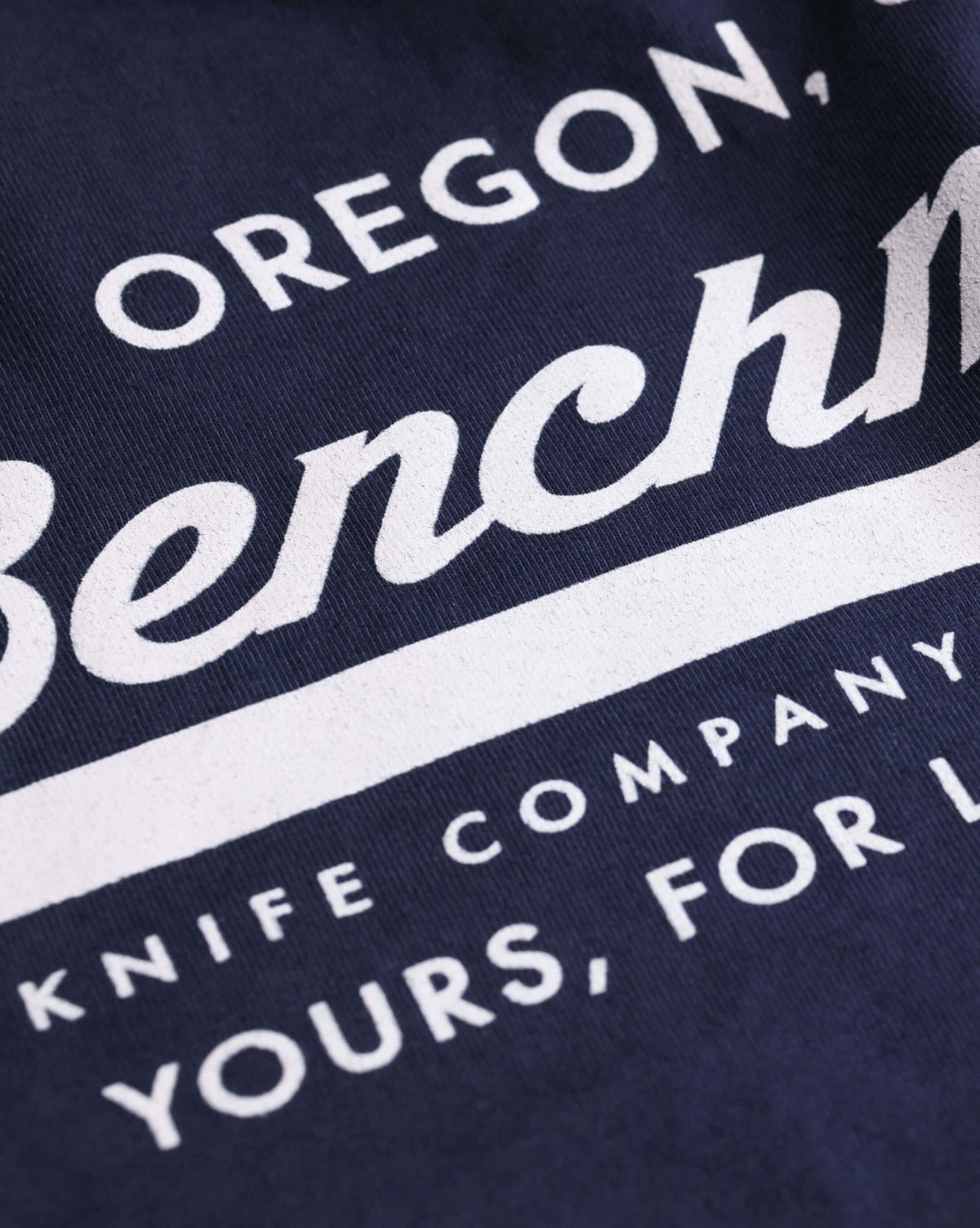 BKC Classic Script Tee - Close-Up Back Graphic | Benchmade Knife Co.