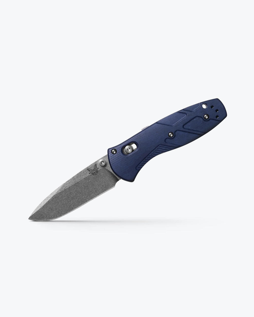 Blue Custom Mini Barrage® Folding Knife - Closed Angled View | Benchmade Knife Co.