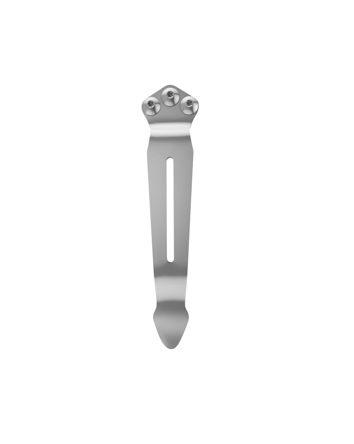 Silver Split Arrow Pocket Clip with Screws - Front View | Benchmade Knife Co.