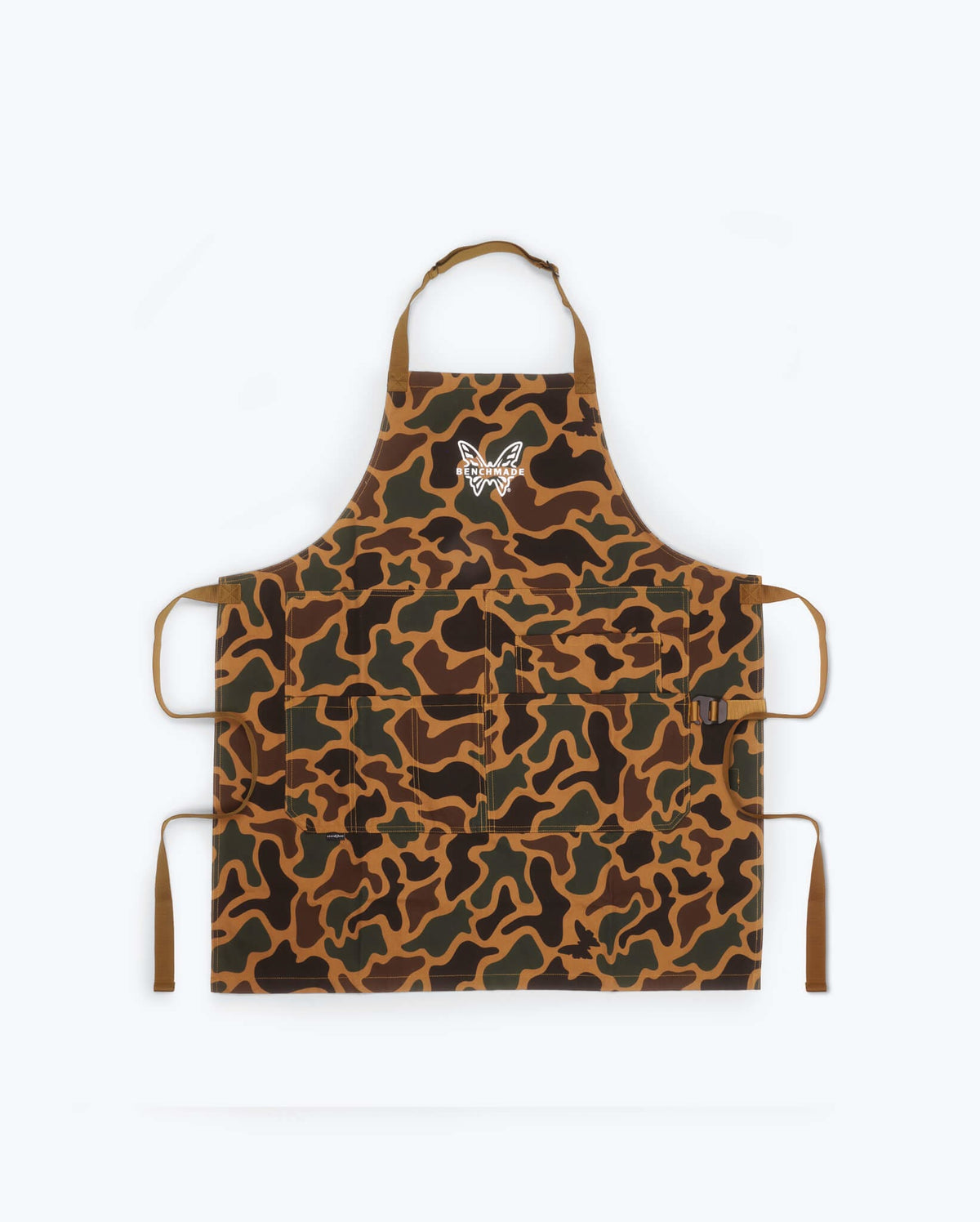 Duck Camo Canvas Knife Roll Apron - Front View with Adjustable Neck Strap | Benchmade Knife Co.