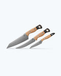 3 Piece Set Maple Valley Richlite Kitchen Knives - Angled Down View | Benchmade Knife Co.