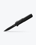 Phaeton® Black Aluminum automatic knife angled open, tip down | Benchmade Knife Co.