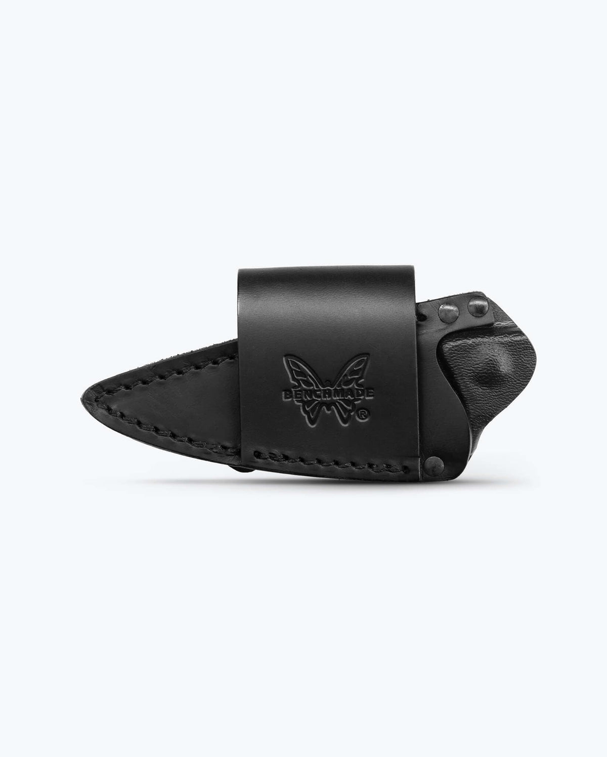 Black Leather 203 Dacian™ Sheath - Front View with Logo | Benchmade Knife Co.