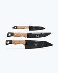 3 Piece Set Maple Valley Richlite - Back View with Protective Sheaths | Benchmade Knife Co.