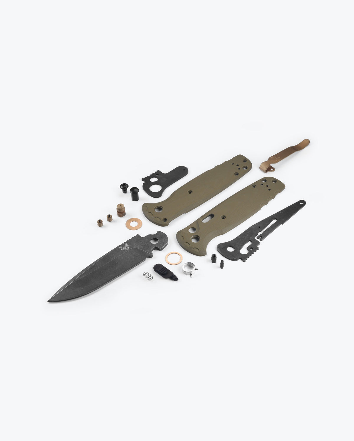 CLA | OD Green G10 Components - Assembly Parts Layout | Benchmade Knife Co.