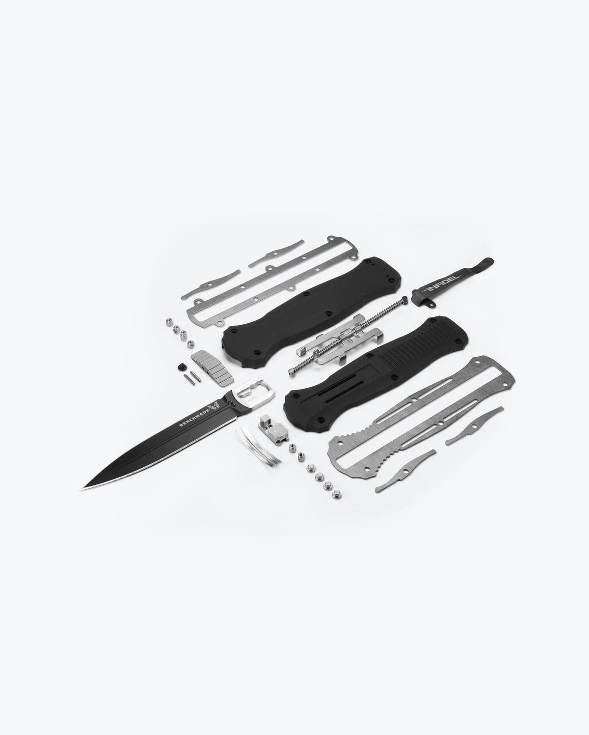 Black Aluminum Infidel® Components - Exploded Assembly View | Benchmade Knife Co.